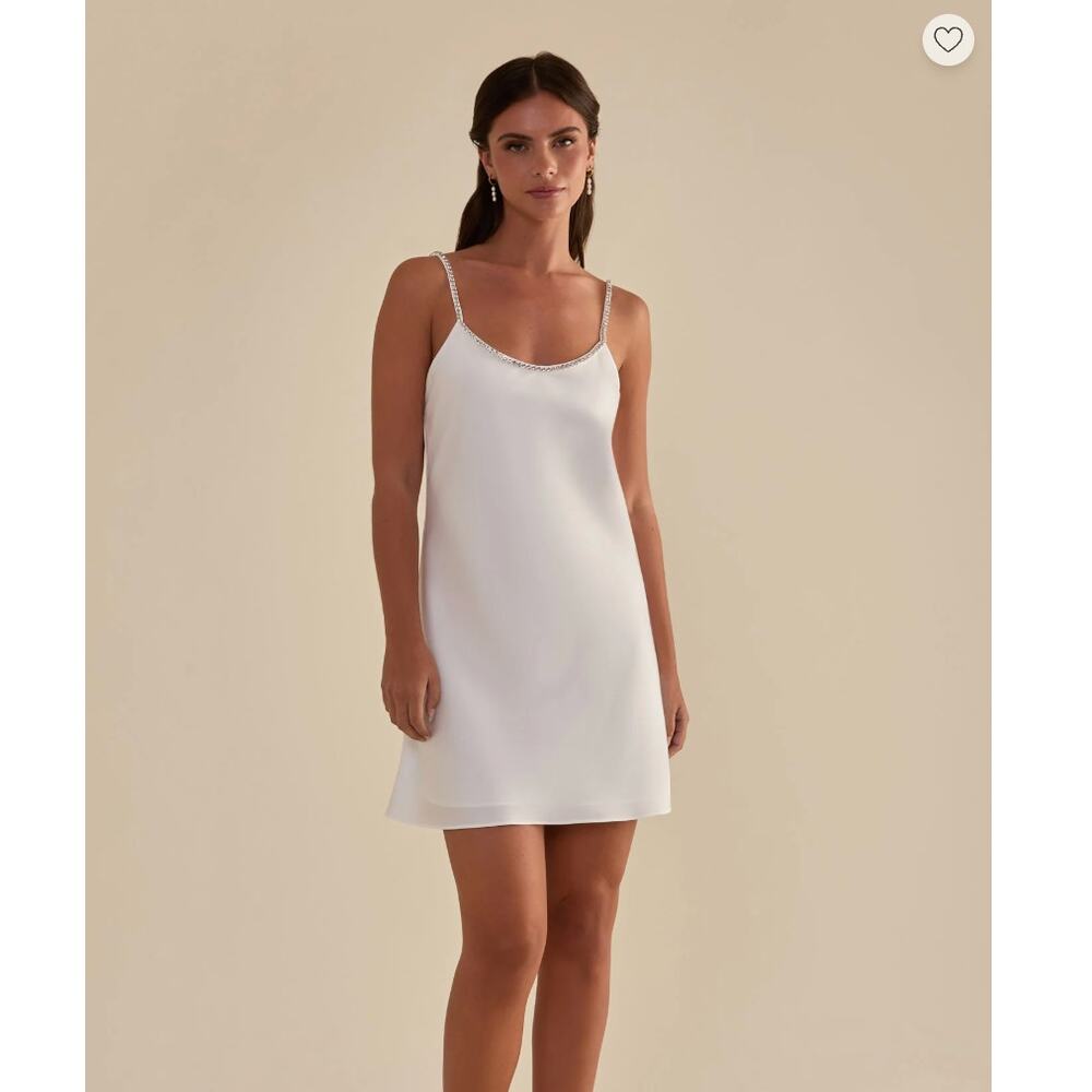 Birdy grey Alicia” Matte Satin White Mini Dress M